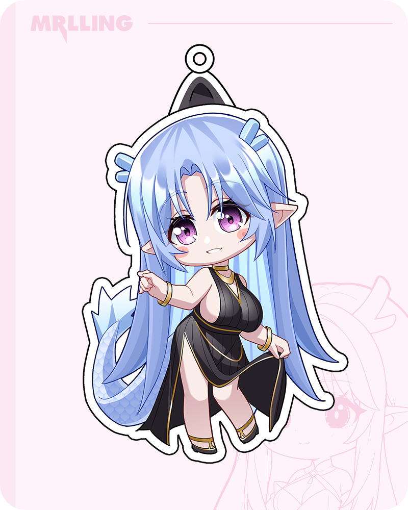 Ling Cute Keychain Acrylic Charm With Metal Ring