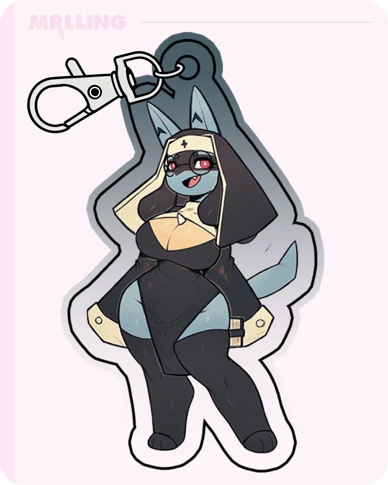 SafeOrangeDo × MRL Lucario Nun Acrylic Keychain
