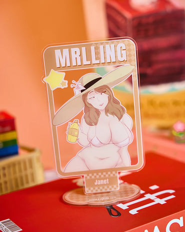 MRL × @loodler_doodler Anime Acrylic Stand – Sexy Waifu Beach Edition