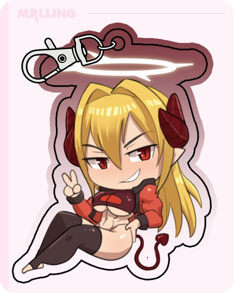 Sophia Chibi Style Acrylic Keychain – Muscular Succubus Charm