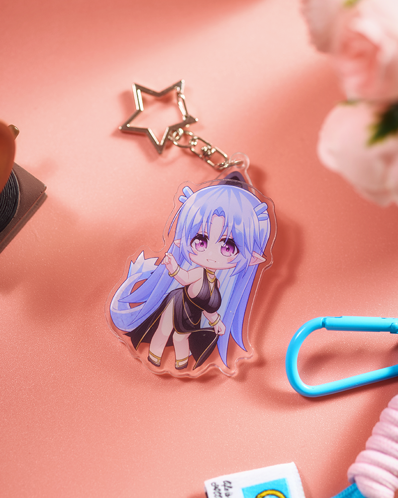 Ling Cute Keychain Acrylic Charm With Metal Ring