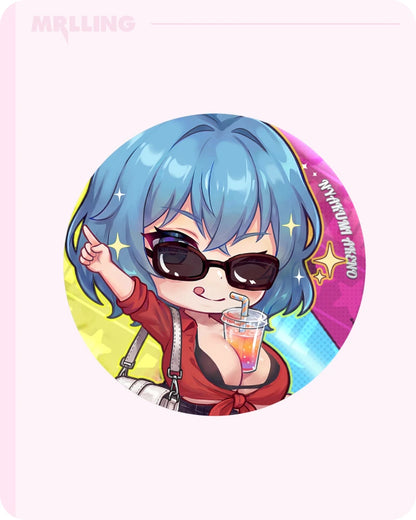 Nyakumi Akeno 58mm Chibi Tinplate Badge