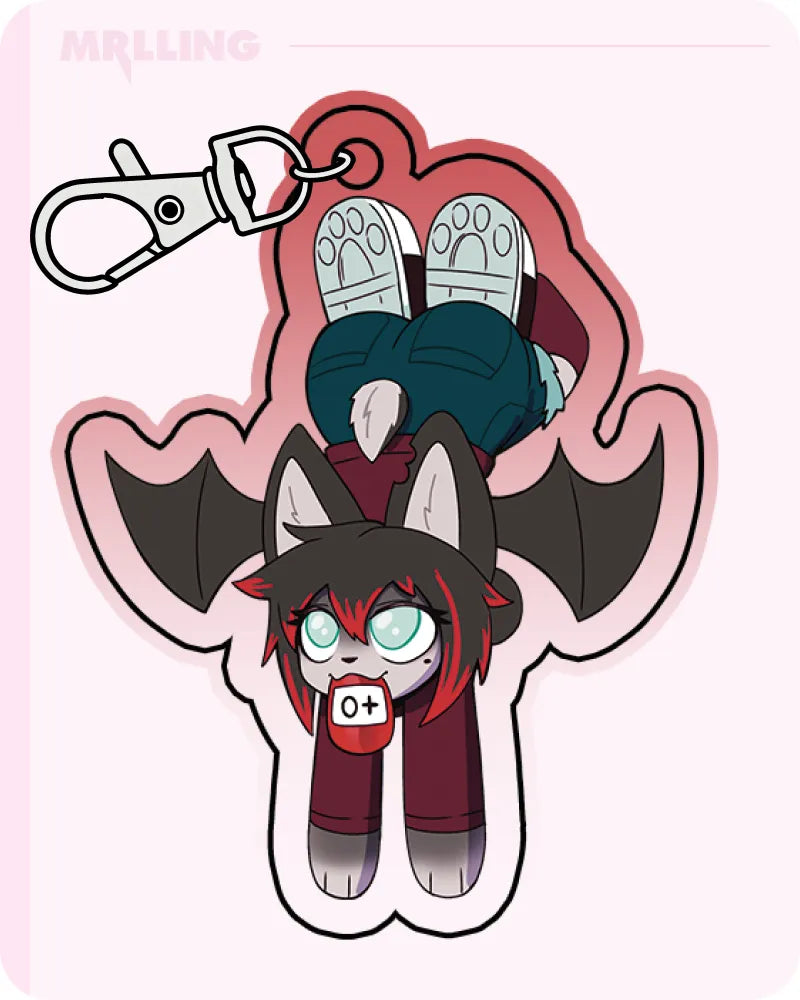 Mrl X ArzyParzy Cute Bat Furry Acrylic Keychain