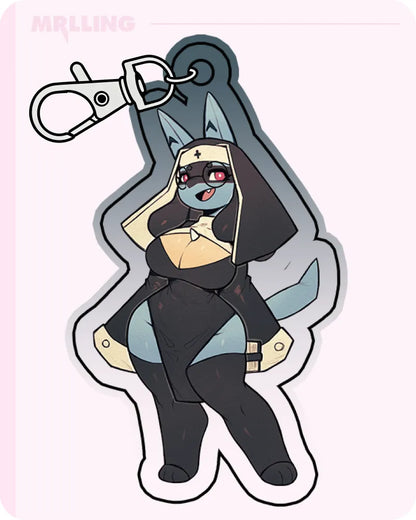 SafeOrangeDo × MRL Lucario Nun Acrylic Keychain