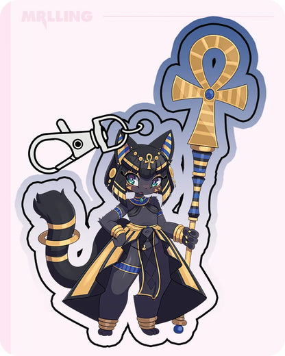 Pharaoh Cat Girl Cute Acrylic Keychain | MRL x @TheDeirdre96 Furry Cat Keychain