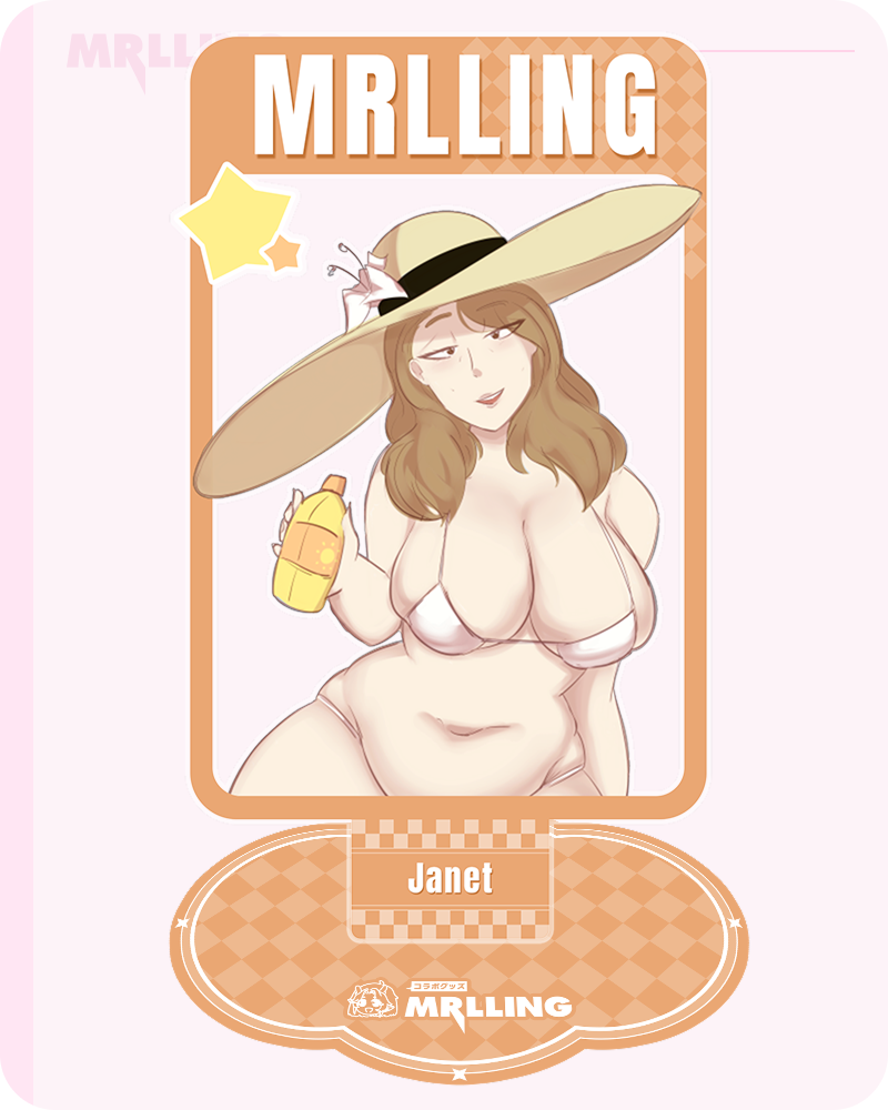 MRL × @loodler_doodler Anime Acrylic Stand – Sexy Waifu Beach Edition