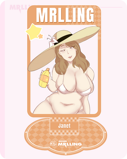 MRL × @loodler_doodler Anime Acrylic Stand – Sexy Waifu Beach Edition